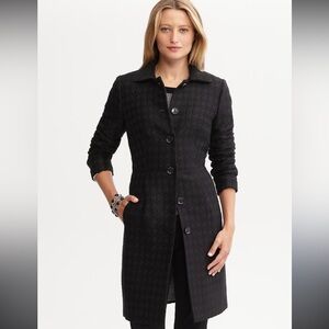 Banana republic Black Coat wool pea coat long coat jacket textured lady coat